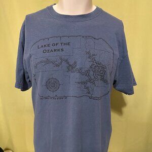 Lake of the Ozarks Missouri Men's Gray Blue T Shirt Size XL Gildan